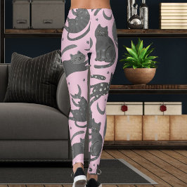 Moderne Tierliebhaber Rosa und Grau Kitten Katze M Leggings