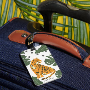 Moderne Tiger und Dschungel Blätter Art Personalis Gepäckanhänger