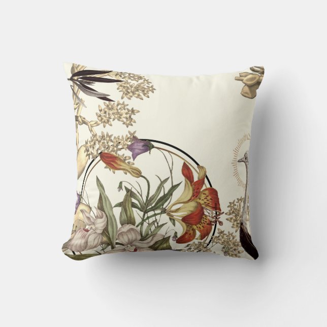 Moderne Tigerlilie & Wildblume Kissen (Vorderseite)
