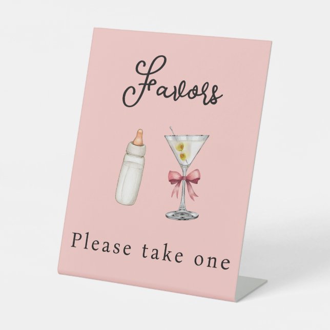 Moderne Tini One Pink Lieblings Martini Baby Dusch Sockelschild (Vorderseite)