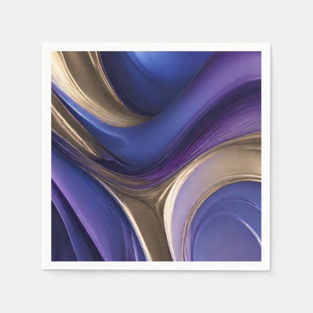 Moderne Tischdekoration Blau Lila und Gold Serviette (Vorderseite)