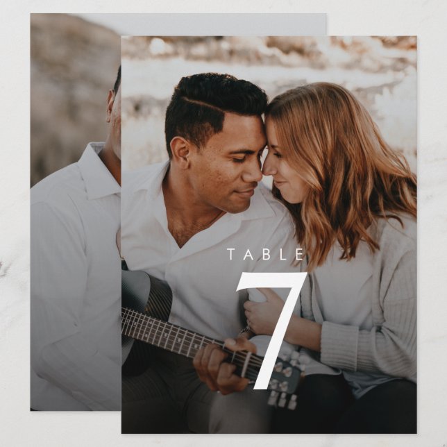 Moderne Tischnummer für Minimalistisches Foto (Vorne/Hinten)