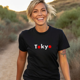 Moderne Tokio Japan Red Dots Dunkle Farbe T-Shirt