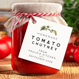Moderne Tomaten-Chutney-Etikette mit Wasserfarben- Geschenkanhänger
