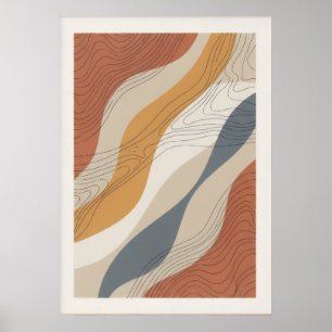 Moderne topografische Linien-Abstraktkunst Poster