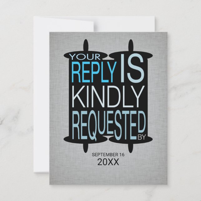 Moderne Torah Bar Mitzvah Reply UAWG Gray Blue Einladung (Vorderseite)