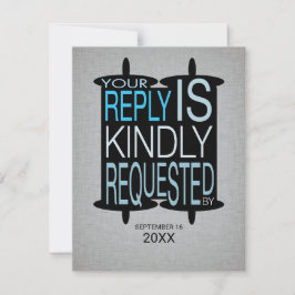 Moderne Torah Bar Mitzvah Reply UAWG Gray Blue Einladung