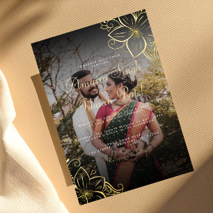 Moderne traditionelle Gold Mehndi Indian Wedding R Folieneinladung