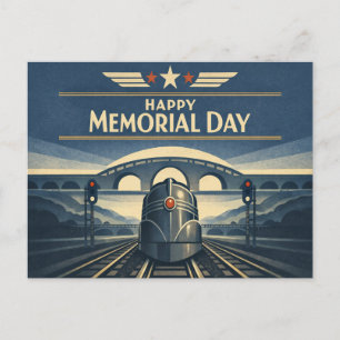 Moderne Train Streamline Memorial Day  Feiertagspostkarte