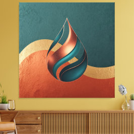 Moderne Tränenwelle Türkis Kupfer Gold Leinwanddruck