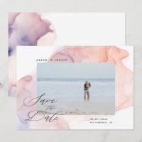 Moderne transparente Seiden-Foto-Save-the-Date-Kar