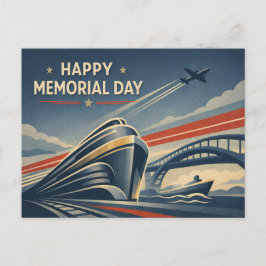 Moderne Transportation Tribute Memorial Day  Feiertagspostkarte