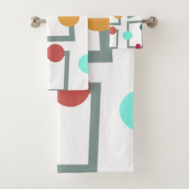 Moderne Trapezoiden und Kreise des Mitteljahrhunde Badhandtuch Set (Insitu)