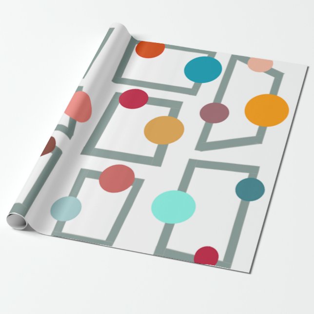 Moderne Trapezoiden und Kreise des mittleren Jahrh Geschenkpapier (Ungerollt)