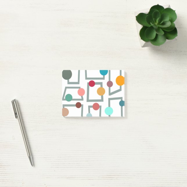 Moderne Trapezoiden und Kreise des mittleren Jahrh Post-it Klebezettel (Büro)