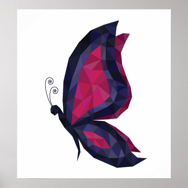 Moderne Trapezschmetterlingsflügel, geometrisch bl Poster (Vorne)