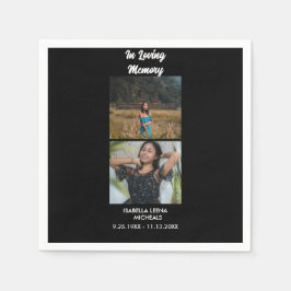 Moderne Trauerpersonalierte 2-Foto-Memoria Serviette