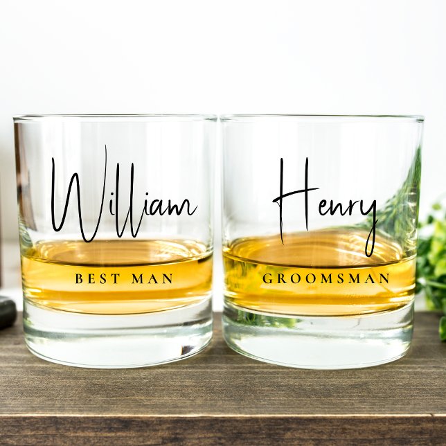 Moderne Trauzeuge Trauzeuge Wedding Whiskyglas (Von Creator hochgeladen)