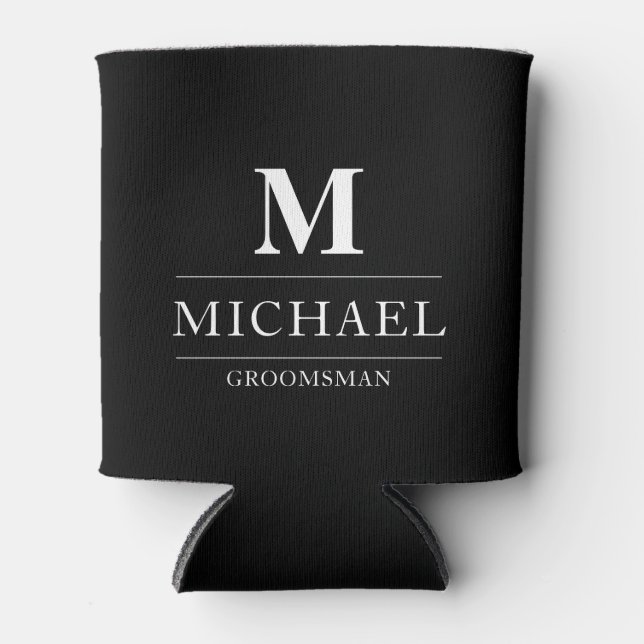 Moderne Trauzeugen geben Monogram-Trauzeuge Dosenkühler (Vorderseite)