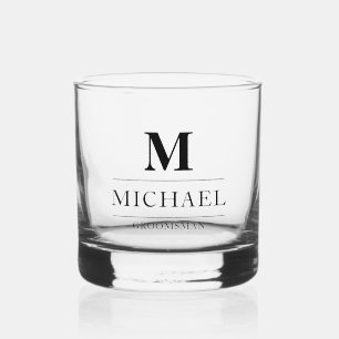 Moderne Trauzeugen geben Monogram-Trauzeuge Whiskyglas