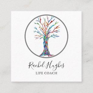 Moderne Tree Life Coach Square Business Card Quadratische Visitenkarte
