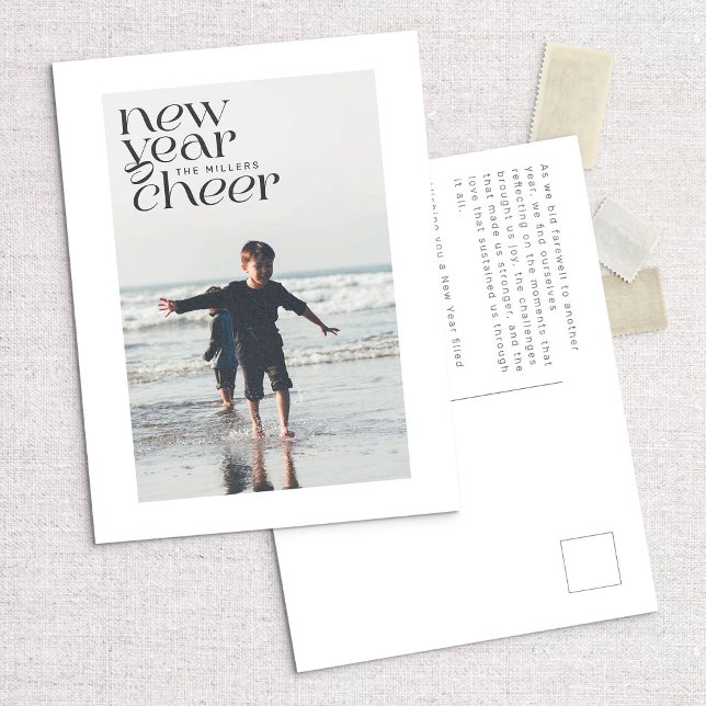 Moderne Trend Neujahr Foto Postkarte (Von Creator hochgeladen)