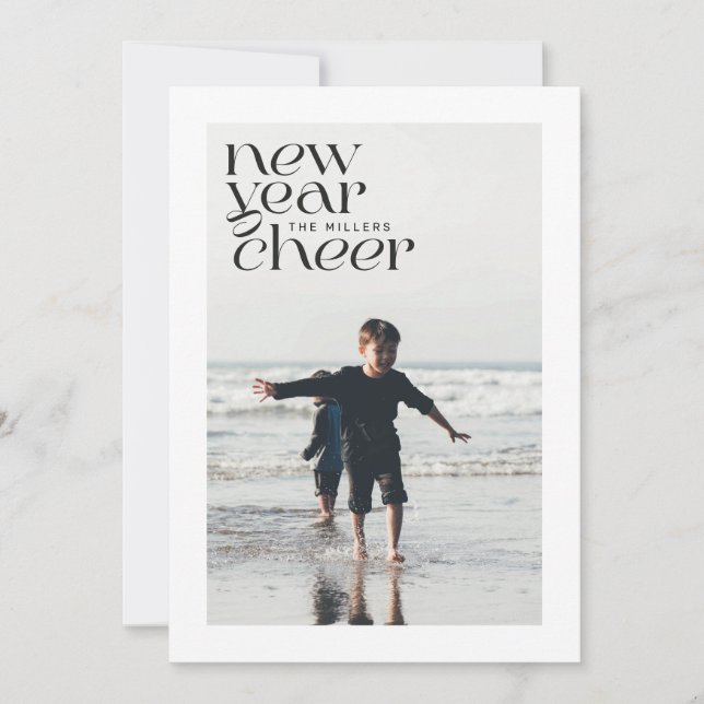 Moderne Trend Neujahr-Kinderfotokarte Feiertagskarte (Vorderseite)