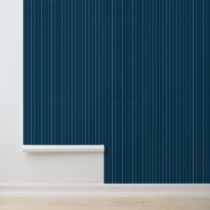 Moderne trendige 1" Pinstreifen dunkel marineblau Tapete