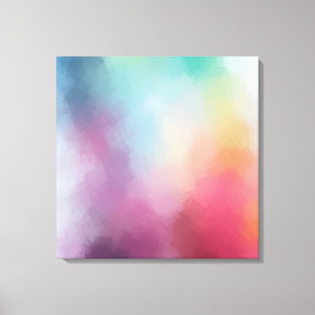 Moderne trendige Abstrakte Kunst Rosa Gelb Blau Leinwanddruck (Vorderseite)