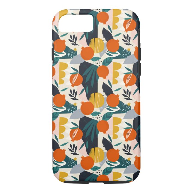Moderne, trendige Aprikose und Blätter Case-Mate iPhone Hülle (Rückseite)