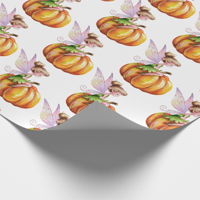 Moderne trendige Aquarellmühle und Pumpkin Geschenkpapier (Ecke)