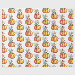Moderne trendige Aquarellmühle und Pumpkin Geschenkpapier