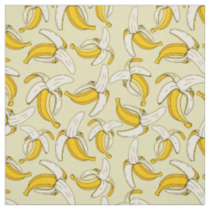 Moderne trendige Bananen Obst auf Beige Gemustert Stoff