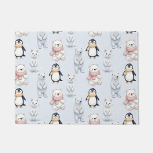 Moderne trendige Bärenpinguin-Katze Nahtloses Must Fußmatte