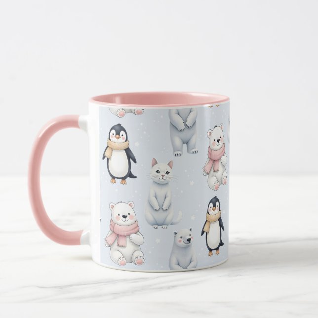 Moderne trendige Bärenpinguin-Katze Nahtloses Must Tasse (Links)