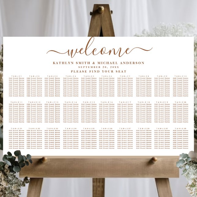 Moderne, trendige Beige Hochzeit mit 30 Sitzplätze Poster (Von Creator hochgeladen)