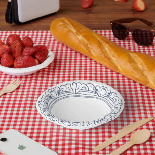 Moderne trendige Blue and White Porcelain Chinoise Pappteller