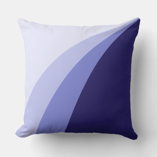 Moderne, trendige Blue Shades Wavy Lines Kissen (Vorderseite)