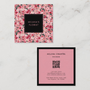 Moderne trendige Blume Floristin Pinke Daisy Quadratische Visitenkarte