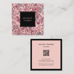 Moderne trendige Blume Floristin Pinke Daisy Quadratische Visitenkarte