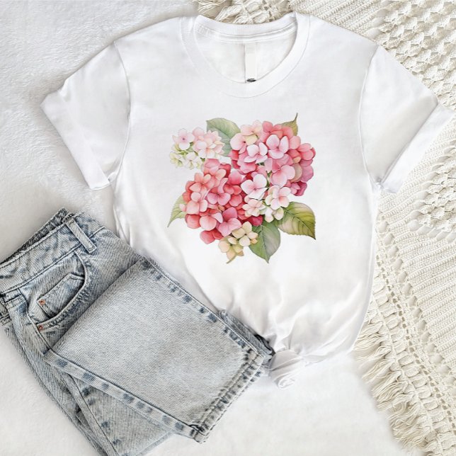 Moderne, trendige Blume Watercolor Hydrangea T-Shirt (Von Creator hochgeladen)