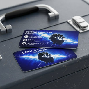 Moderne Trendige Coole Blaue Blitz Elektriker Gesc Visitenkarte