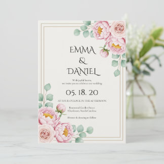 Moderne trendige Designer-Staubrose-Blush-Hochzeit Einladung