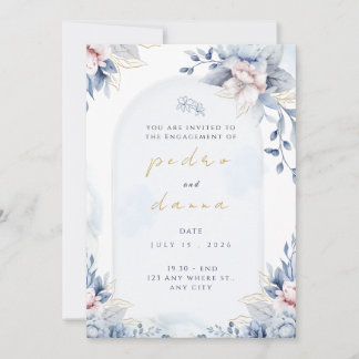Moderne trendige Designer-Staubrose-Blush-Hochzeit Einladung