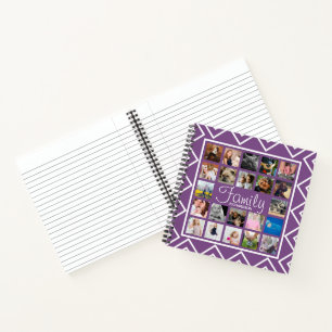Moderne, trendige Familie Foto Collage & Name Notizbuch