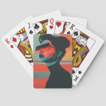 Moderne trendige Frauen retro Sunset Playing Cards