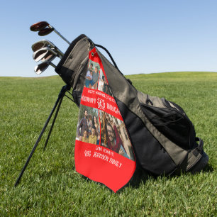 Moderne trendige Frohe und helle Familienfoto Golfhandtuch