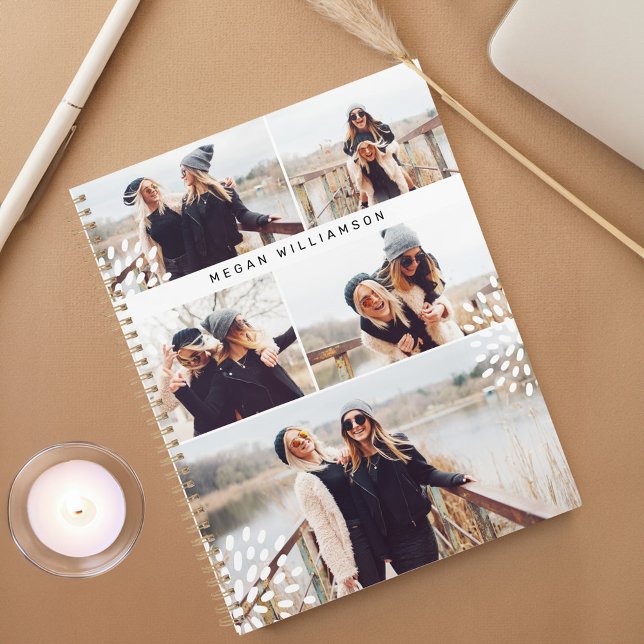 Moderne, trendige Fünf-FotoCollage Personalisiert Planer (Modern Trendy Five Photo Collage Personalized Planner)