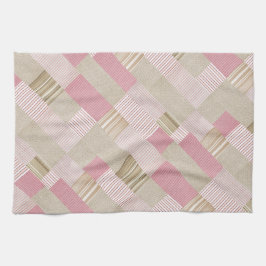 Moderne, trendige gestreifte Patchwork Quilt Pink  Geschirrtuch