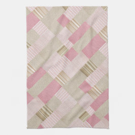 Moderne, trendige gestreifte Patchwork Quilt Pink  Geschirrtuch
